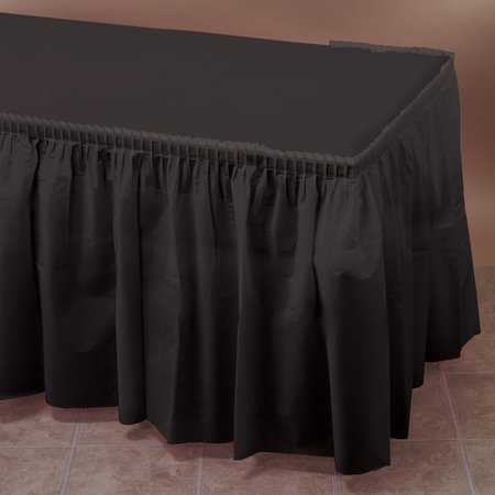 HOFFMASTER 14Ft x 29" Black Plastic Tableskirts, PK6 110013